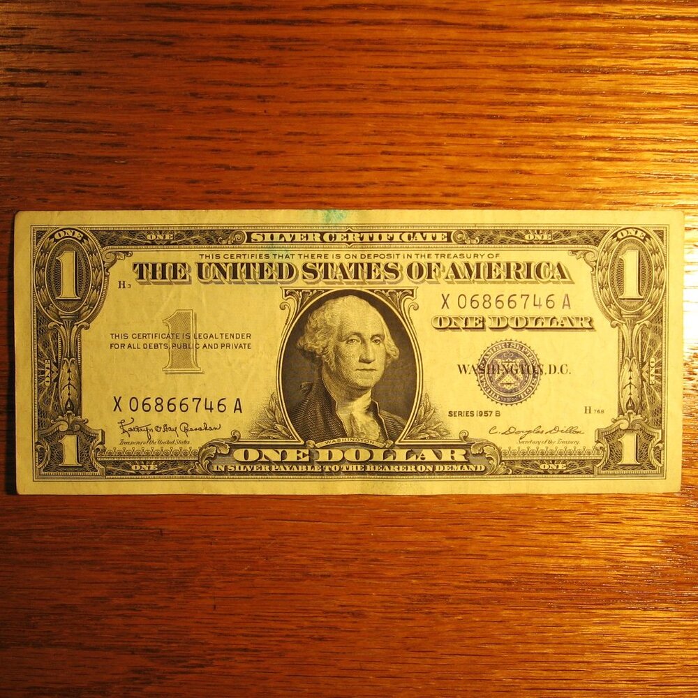1957B 1 DOLLAR FEDERAL RESERVE NOTE SILVER CERTIFICATE